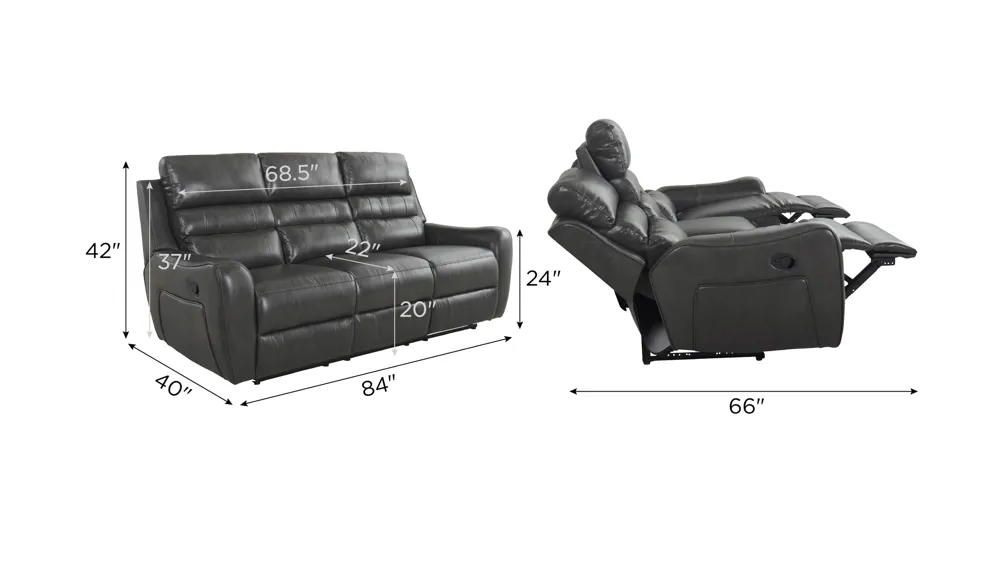 Keegan Reclining Sofa w/ Drop Down Table Dimensions