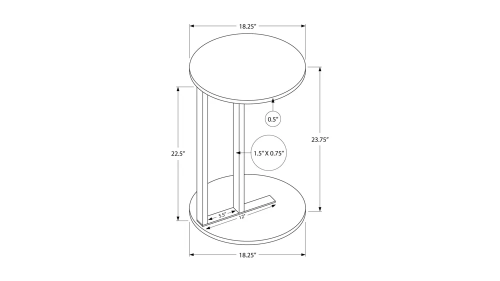 Monarch Specialties Marble Accent Table Dimensions