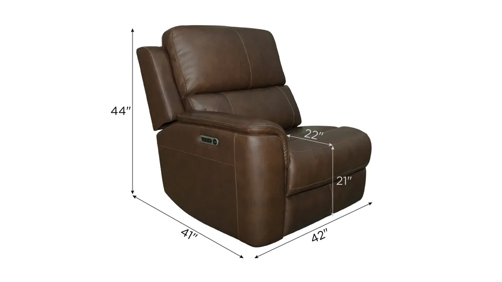 Henrick Triple Power Leather Left Arm Facing Recliner Dimensions