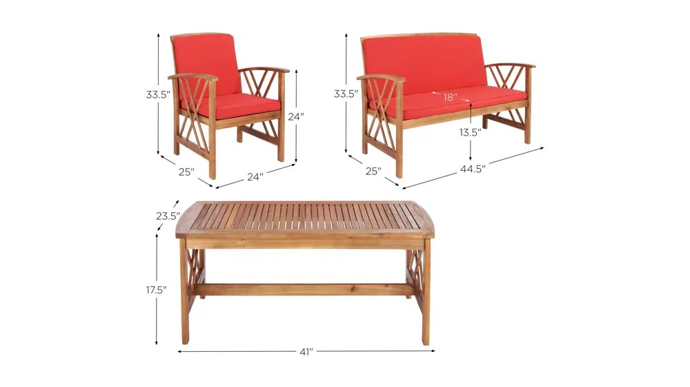 Wrangell 4-pc. Patio Set Dimensions