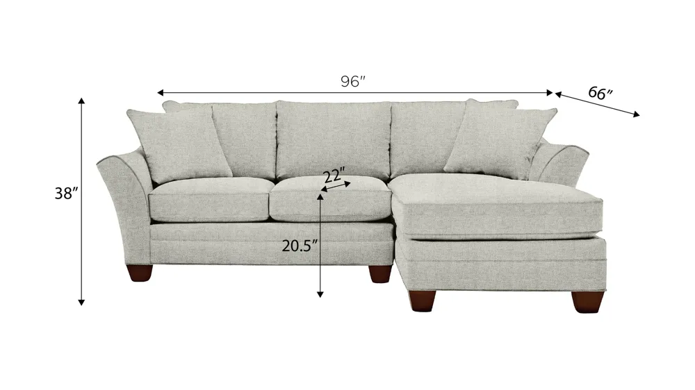 Foresthill 2-pc. Right Hand Chaise Sectional Sofa Dimensions