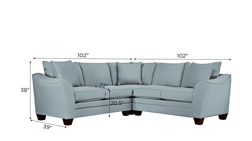 Foresthill 3-pc. Symmetrical Loveseat Sectional Sofa Dimensions