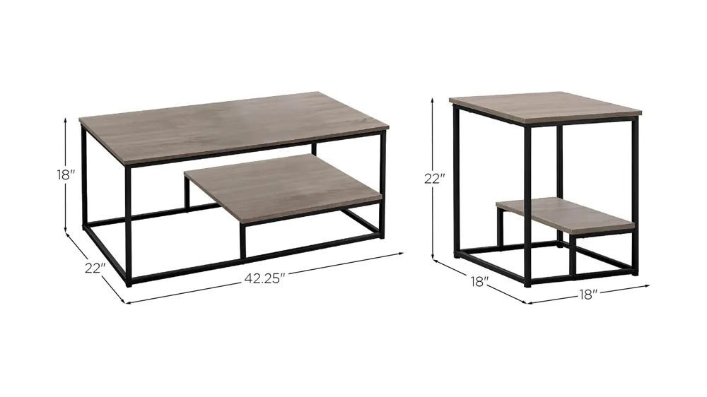 Monarch Specialties 3-pc. Table Set Dimensions