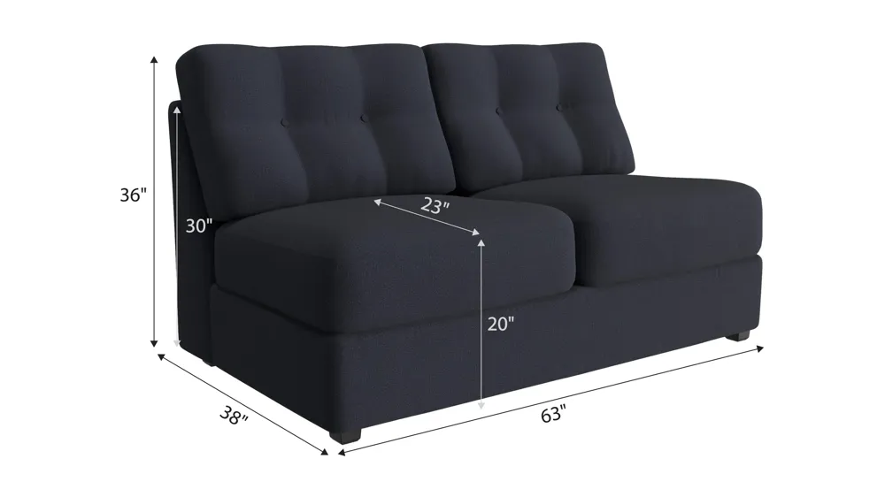 ModularOne Armless Loveseat w/ Full Sleeper Dimensions
