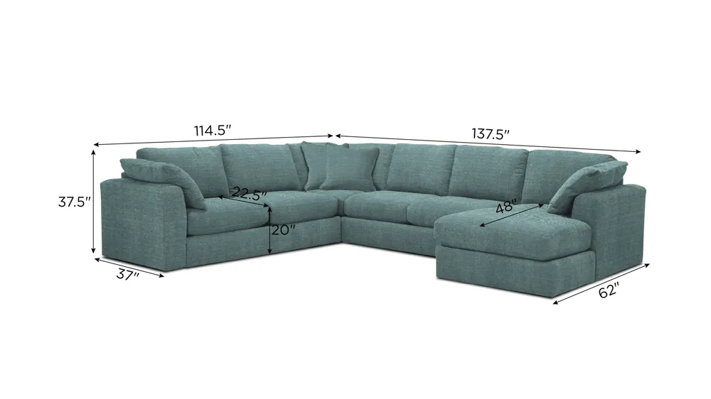 Nappily 4-pc. Sectional Dimensions