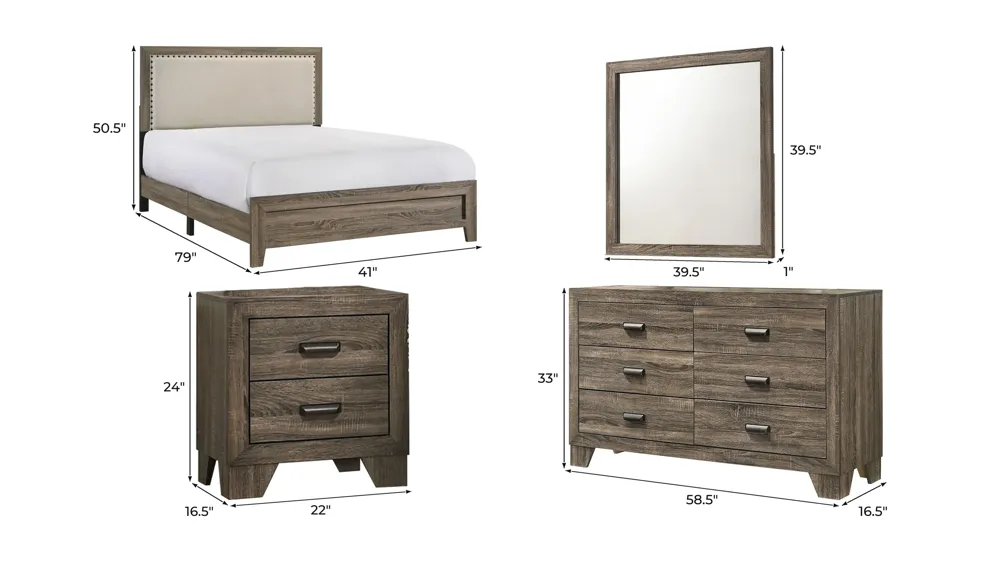 Millie 4-pc. Bedroom Set Dimensions