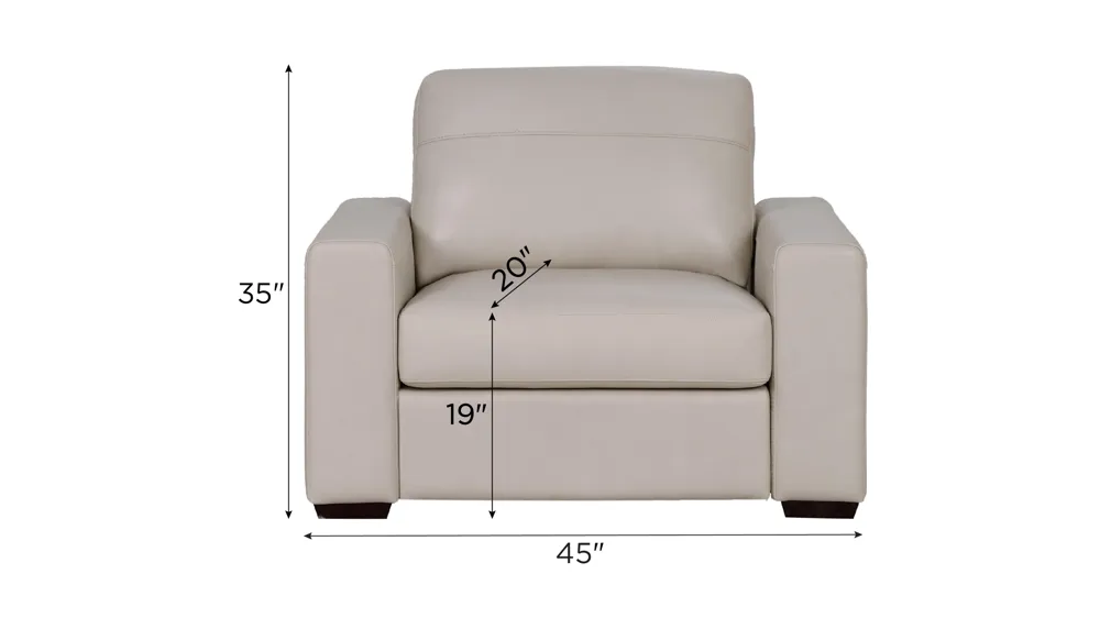 Harley 2-pc. Leather Chair Dimensions