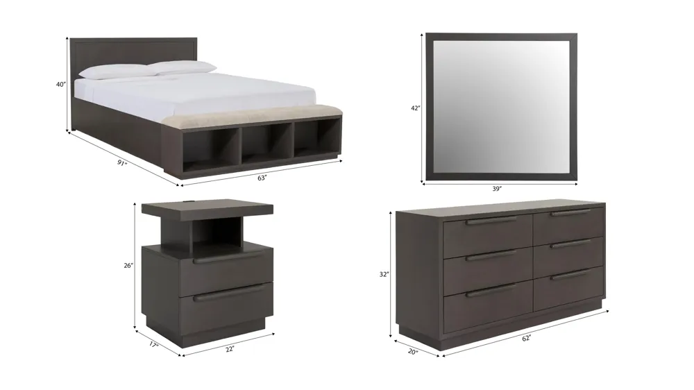 Paramore 4-pc. Bedroom Set Dimensions