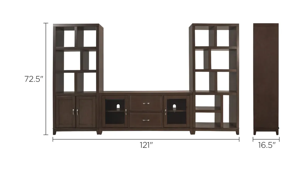Granthom 3-pc. Wall Unit w/ 60" TV Console Dimensions