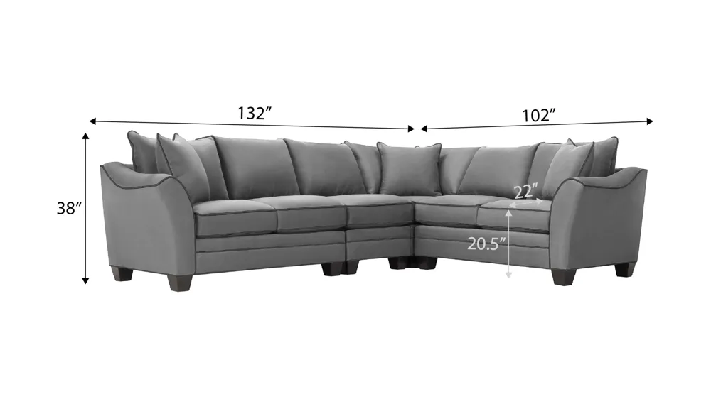 Foresthill 4-pc. Loveseat Sectional Sofa Dimensions
