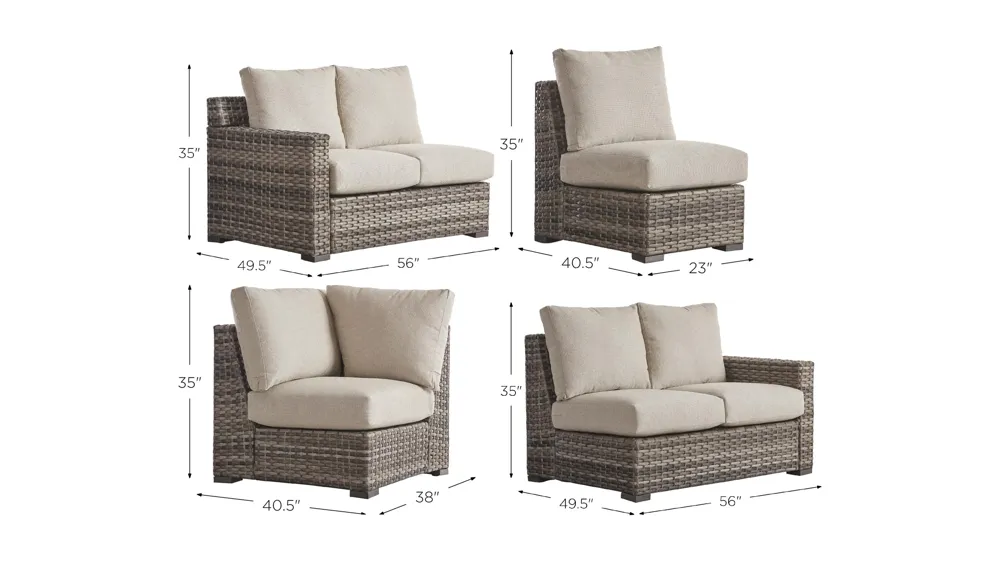 Java 4-pc. Squared Outdoor Sectional Dimensions