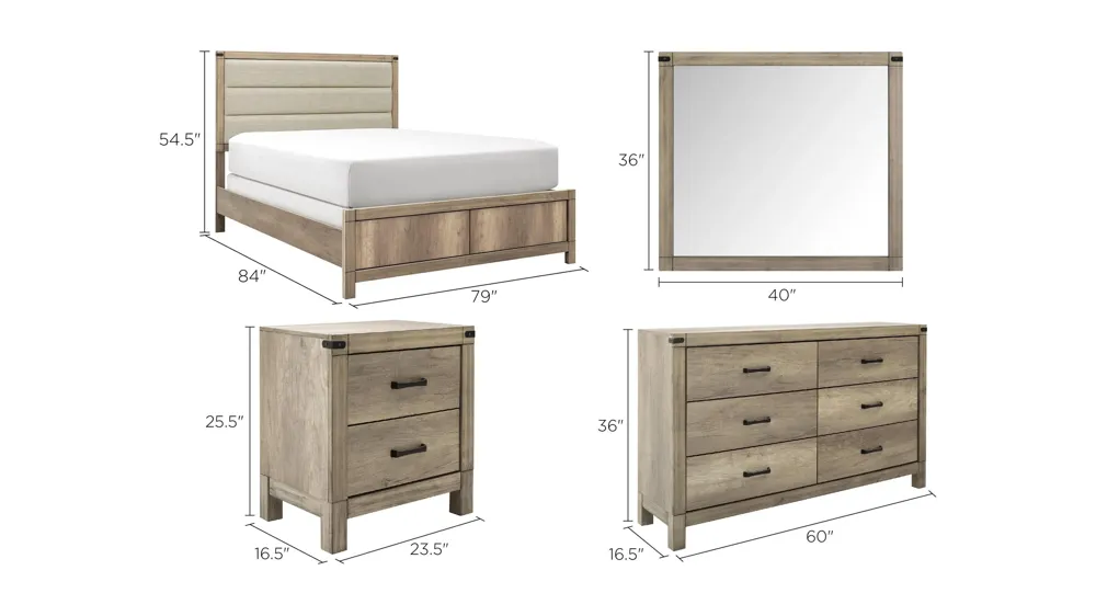 Ardley 4-pc. Bedroom Set Dimensions