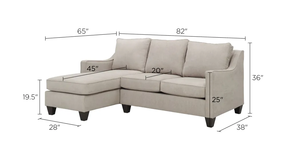 Ezra 2-pc. Chenille Sectional Sofa Dimensions