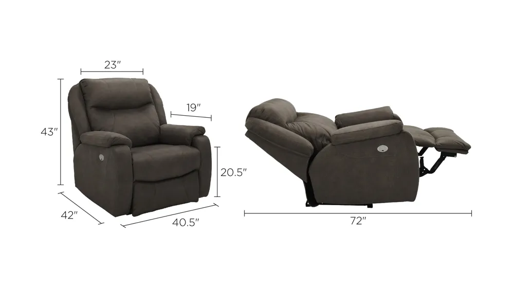 Watson Microfiber Power Recliner w/ Power Headrest Dimensions