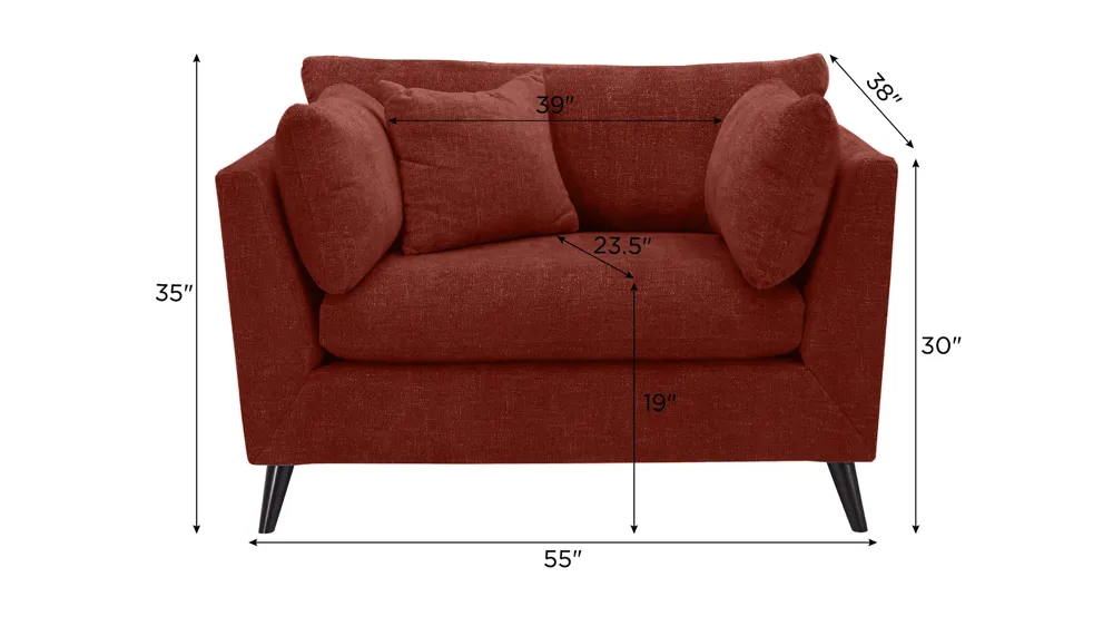 Caruso Chair and a Half Dimensions