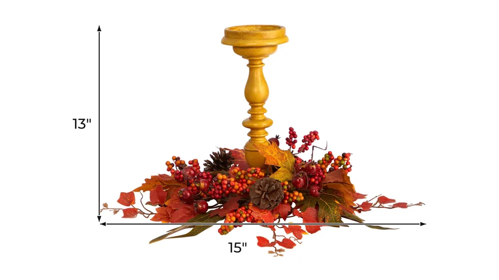 15" Harvest Artificial Candelabrum Arrangement Dimensions
