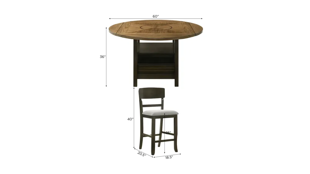 Oakly 7-pc. Counter Height Dining Set Dimensions