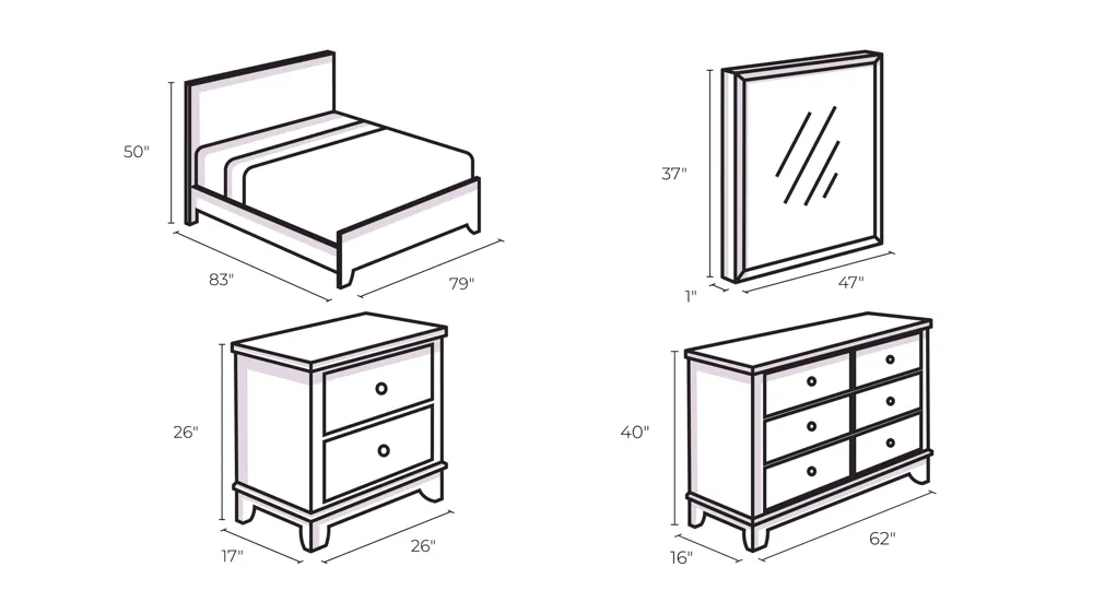 Seville 4-pc. Bedroom Set Dimensions