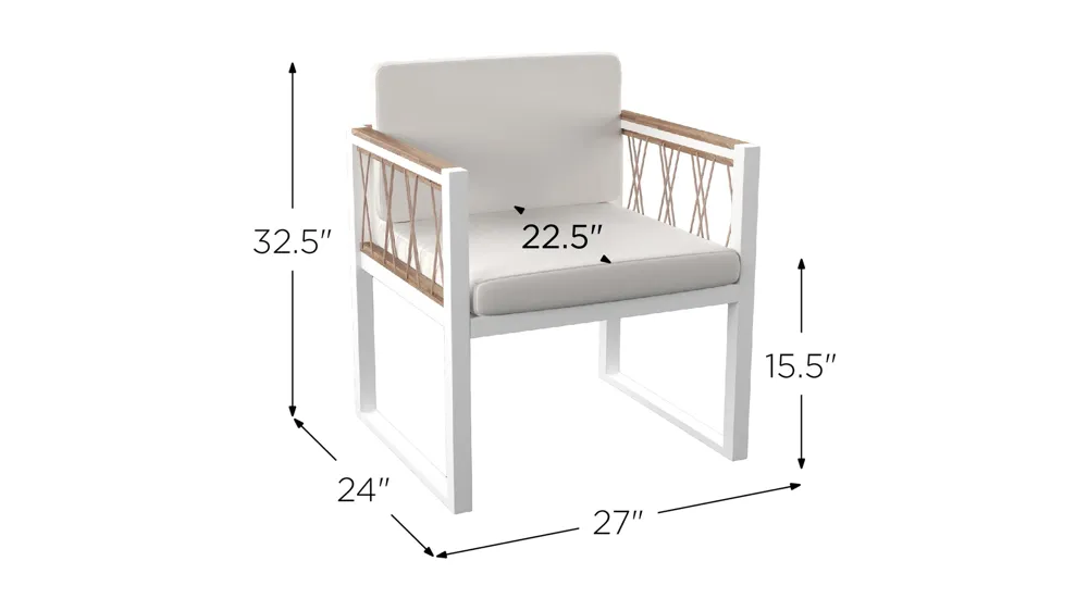 Gardena Outdoor Chairs - Set of 2 Dimensions