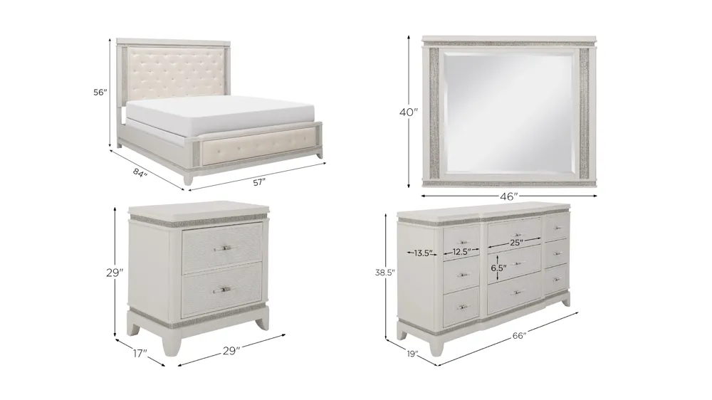 Carmelita 4-pc. Bedroom Set Dimensions