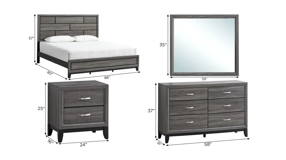 Glasgow 4-pc. Bedroom Set Dimensions