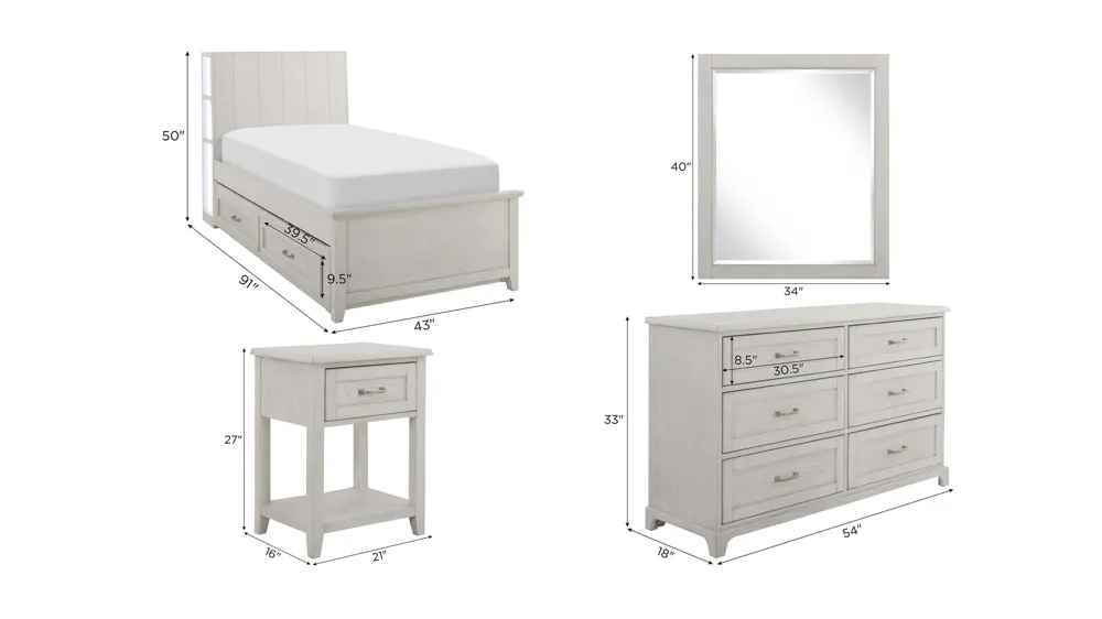 Lennox 4-pc. Bedroom Set with Trundle Dimensions