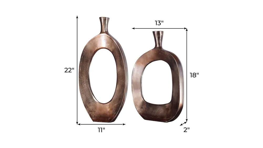 Kyler Textured Bronze Vases: Set of 2 Dimensions