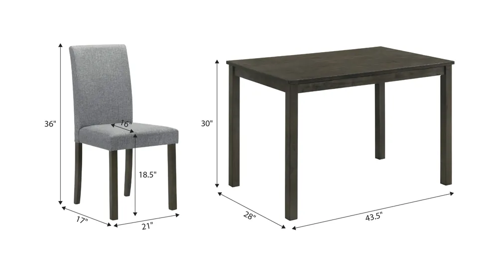 Melshire 5-pc. Dining Set Dimensions