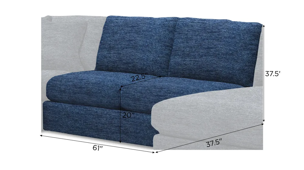 Nappily Armless Loveseat Dimensions