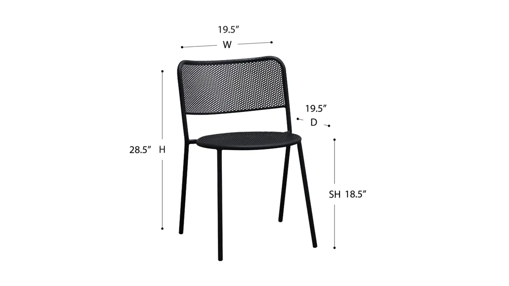 Nansen Outdoor Side Chair - Set of 2 Dimensions