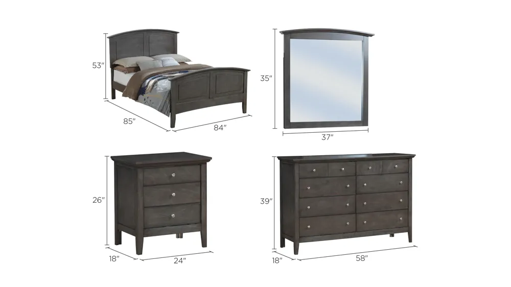 Hammond 4-pc. Panel Bedroom Set Dimensions