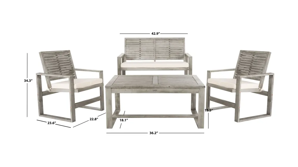 Lia 4-pc. Patio Set Dimensions