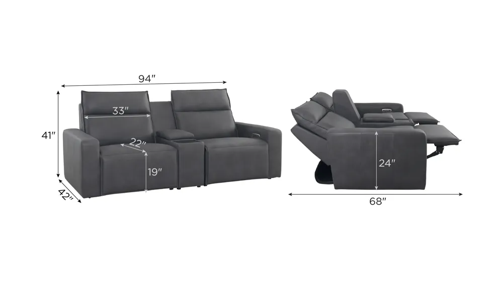 ModularTwo 3-pc. Dual Power Console Loveseat Dimensions