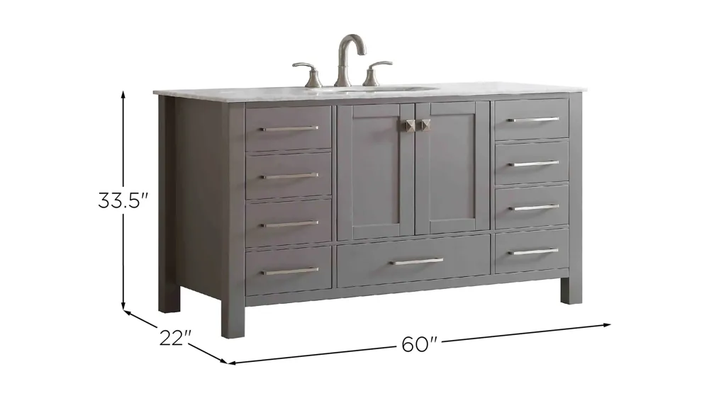 Sydney 60" Single Sink Bathroom Vanity Dimensions