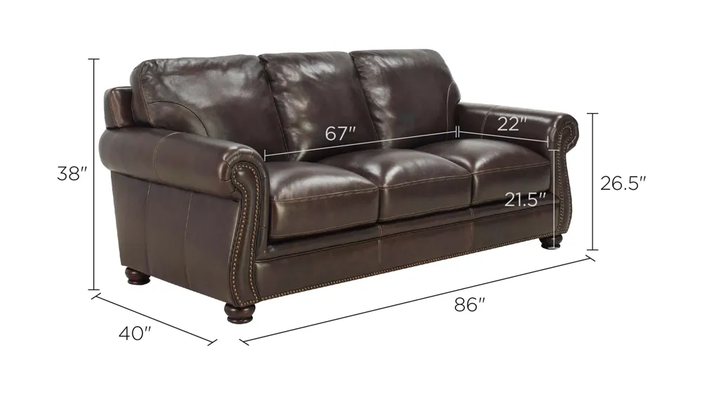 Alistair Leather Sofa Dimensions