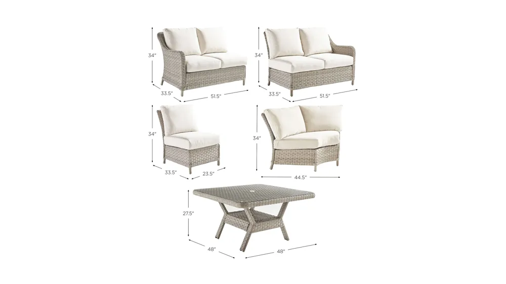 Mayfair 4-pc. Outdoor Sectional With Table Dimensions