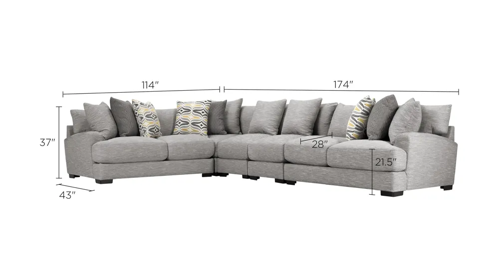 Leighton 5-pc. Sectional Sofa Dimensions