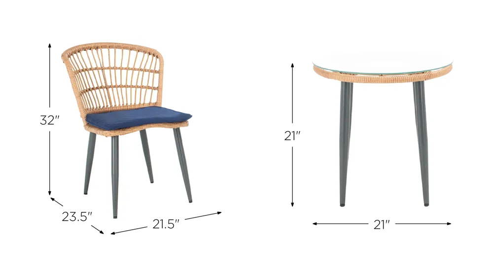 Griffen 3-pc. Patio Set Dimensions
