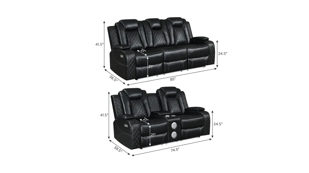 Orion Power Reclining Sofa & Loveseat Dimensions