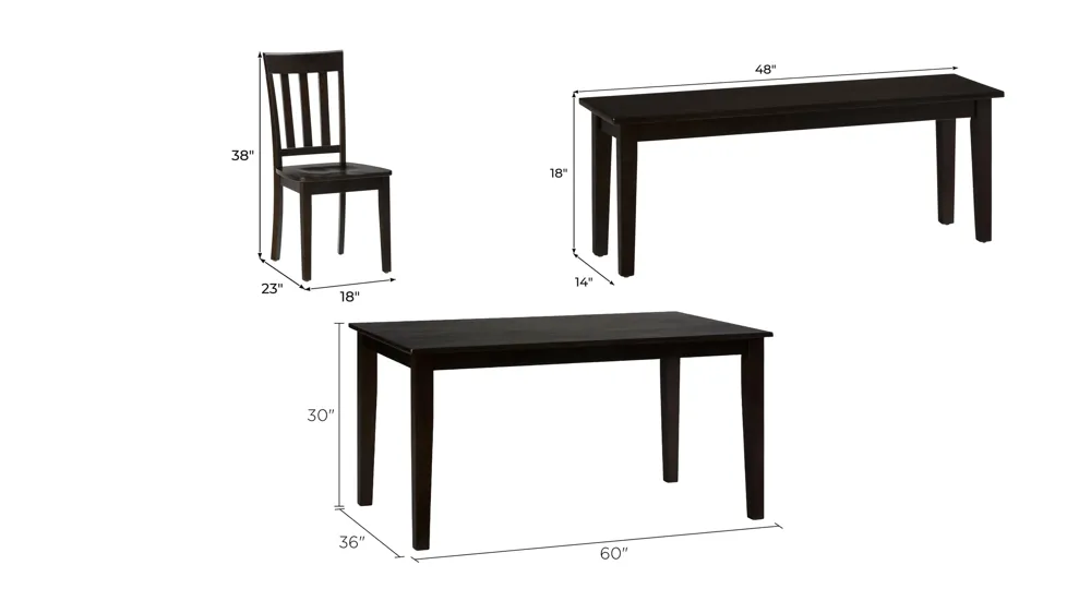 Simplicity 6-pc. Dining Set Dimensions