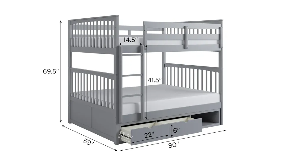 Apollo Bunk Bed with Storage Dimensions