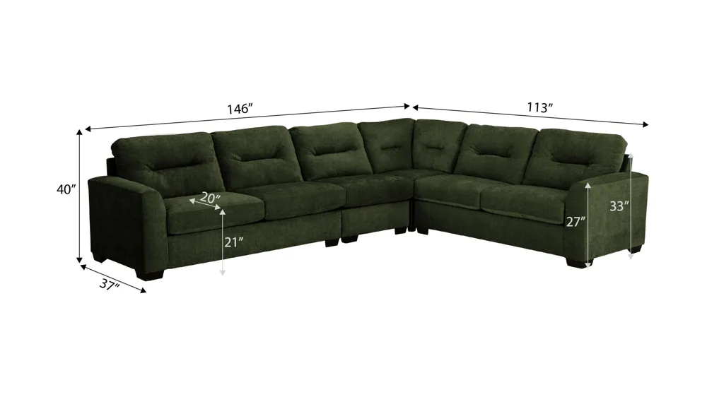 Oliver 4-pc. Sectional Dimensions