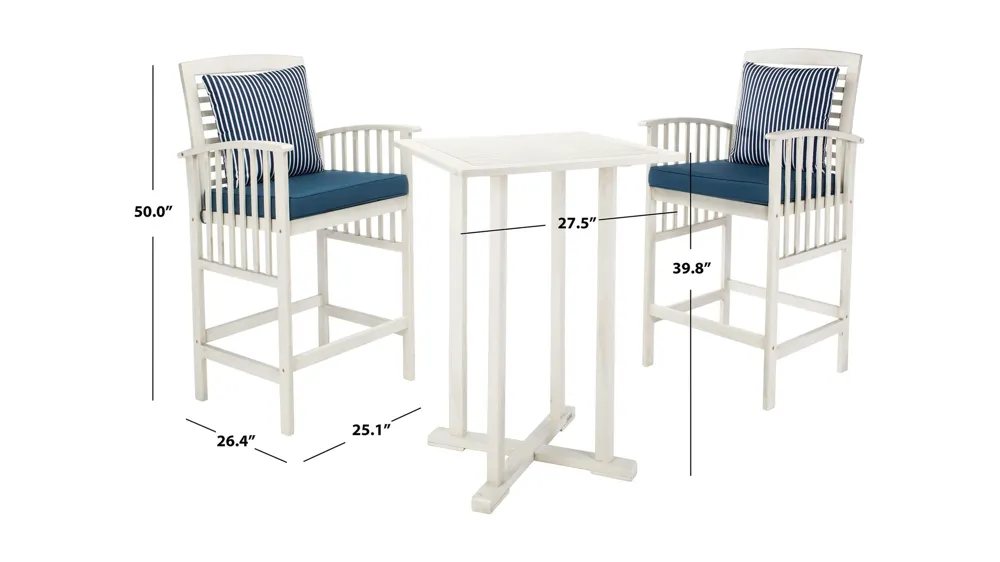 Garretson 3-pc. Outdoor Pub Table Set Dimensions