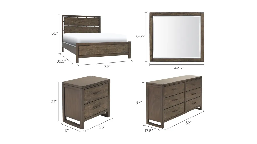 Larkspur 4-pc. Bedroom Set Dimensions