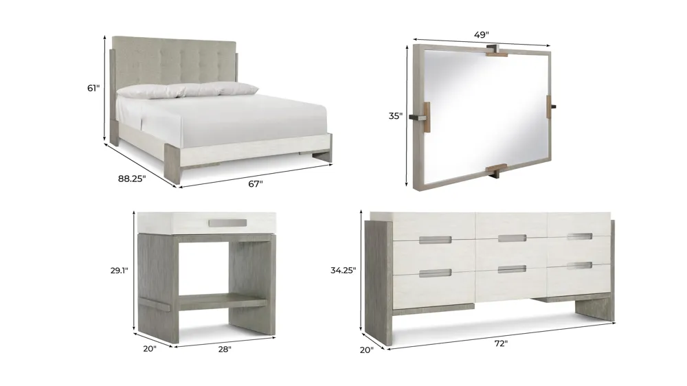 Sterling 4-pc. Bedroom Set w/ 1 Drawer Nightstand Dimensions