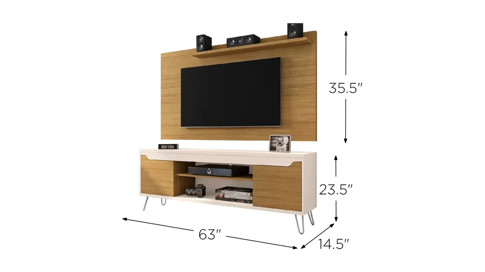 Baxter 62" TV Stand and Panel Dimensions