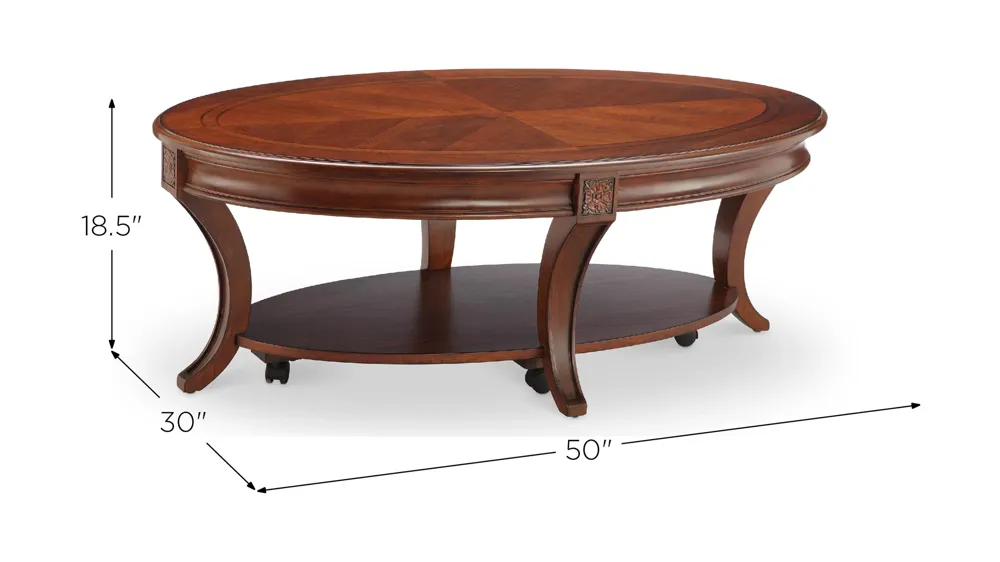 Monarch Winslet Oval Cocktail Table Dimensions
