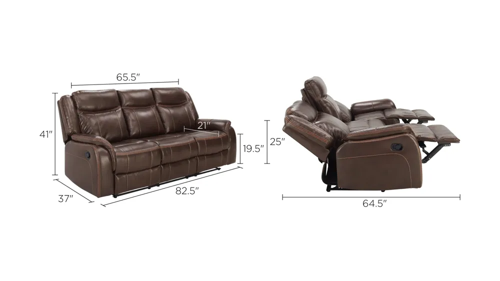 Carrera Reclining Sofa with Drop Down Table Dimensions