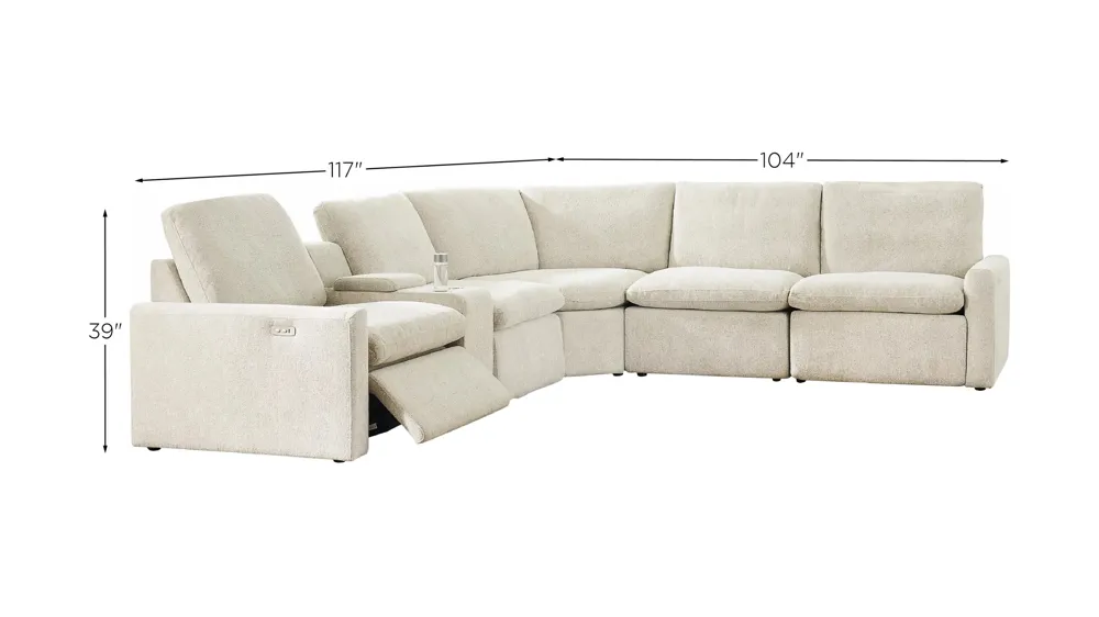 Hartsdale 6-Pc Reclining Sectional with Console Dimensions