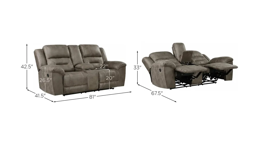 Dallas Double Reclining Love Seat Dimensions